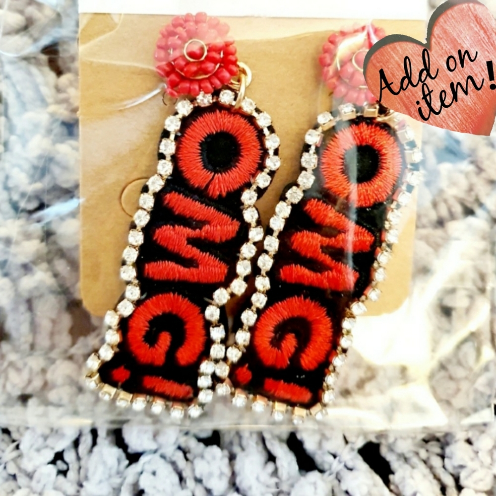 💗POP Art "OMG" Red Earrings MUST BE BUNDLE